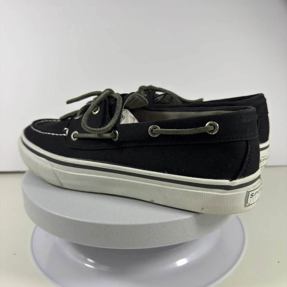 Sperry Top-Sider Mens Size 9 Bahama Canvas Boat Shoe Sneaker Black White Low Top